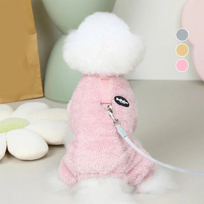 Warme Fleece Jumpsuit voor Honden met Rugrits