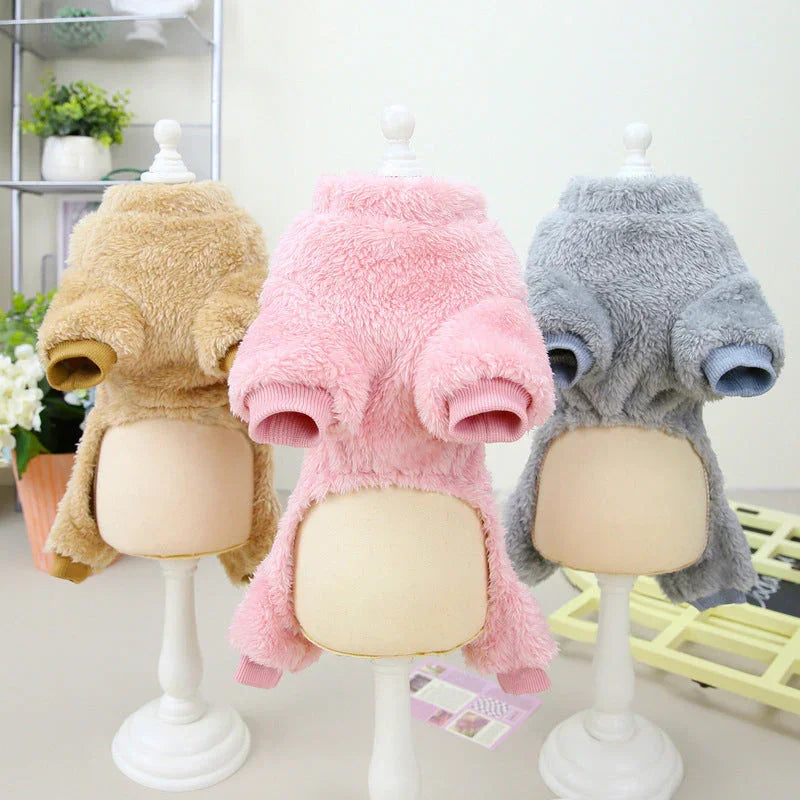 Warme Fleece Jumpsuit voor Honden met Rugrits