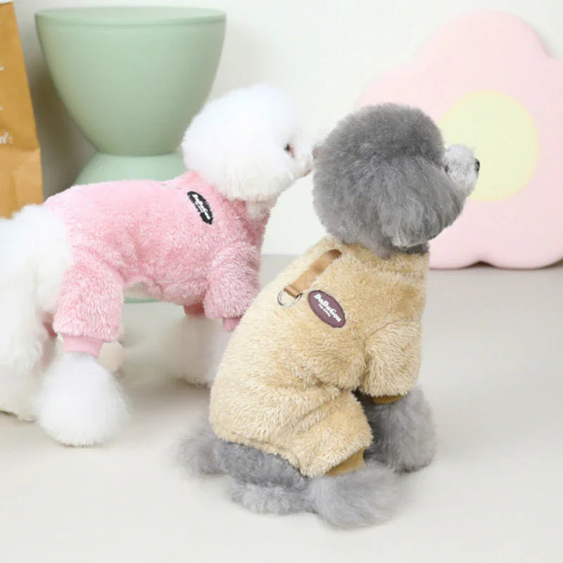 Warme Fleece Jumpsuit voor Honden met Rugrits