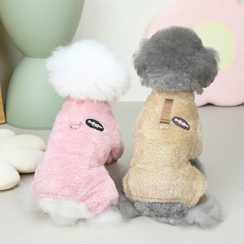 Warme Fleece Jumpsuit voor Honden met Rugrits