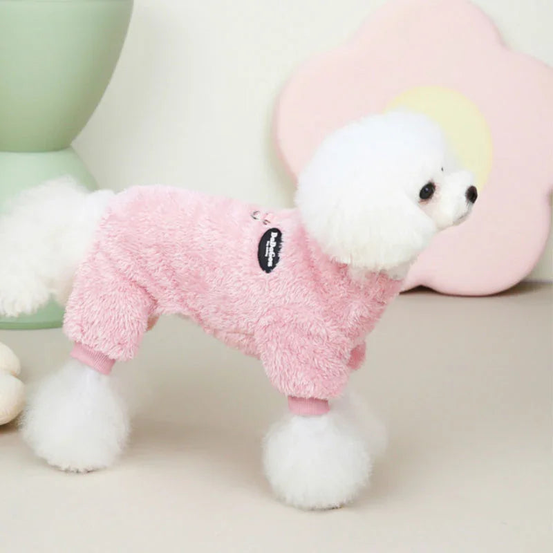 Warme Fleece Jumpsuit voor Honden met Rugrits