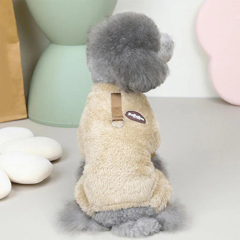 Warme Fleece Jumpsuit voor Honden met Rugrits