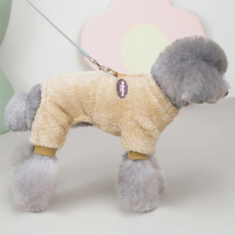Warme Fleece Jumpsuit voor Honden met Rugrits