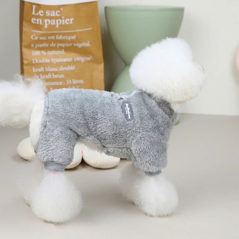 Warme Fleece Jumpsuit voor Honden met Rugrits