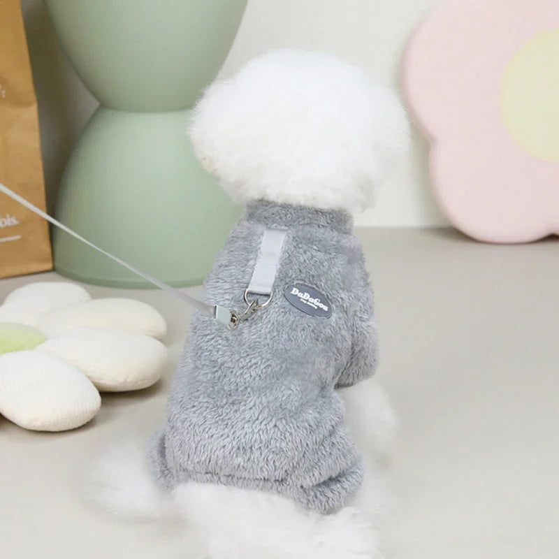 Warme Fleece Jumpsuit voor Honden met Rugrits