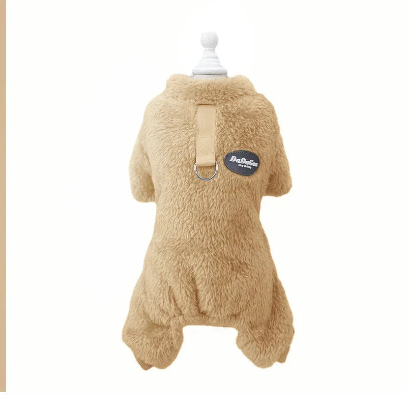 Warme Fleece Jumpsuit voor Honden met Rugrits