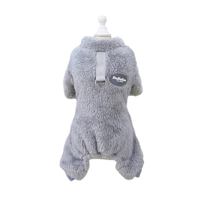 Warme Fleece Jumpsuit voor Honden met Rugrits