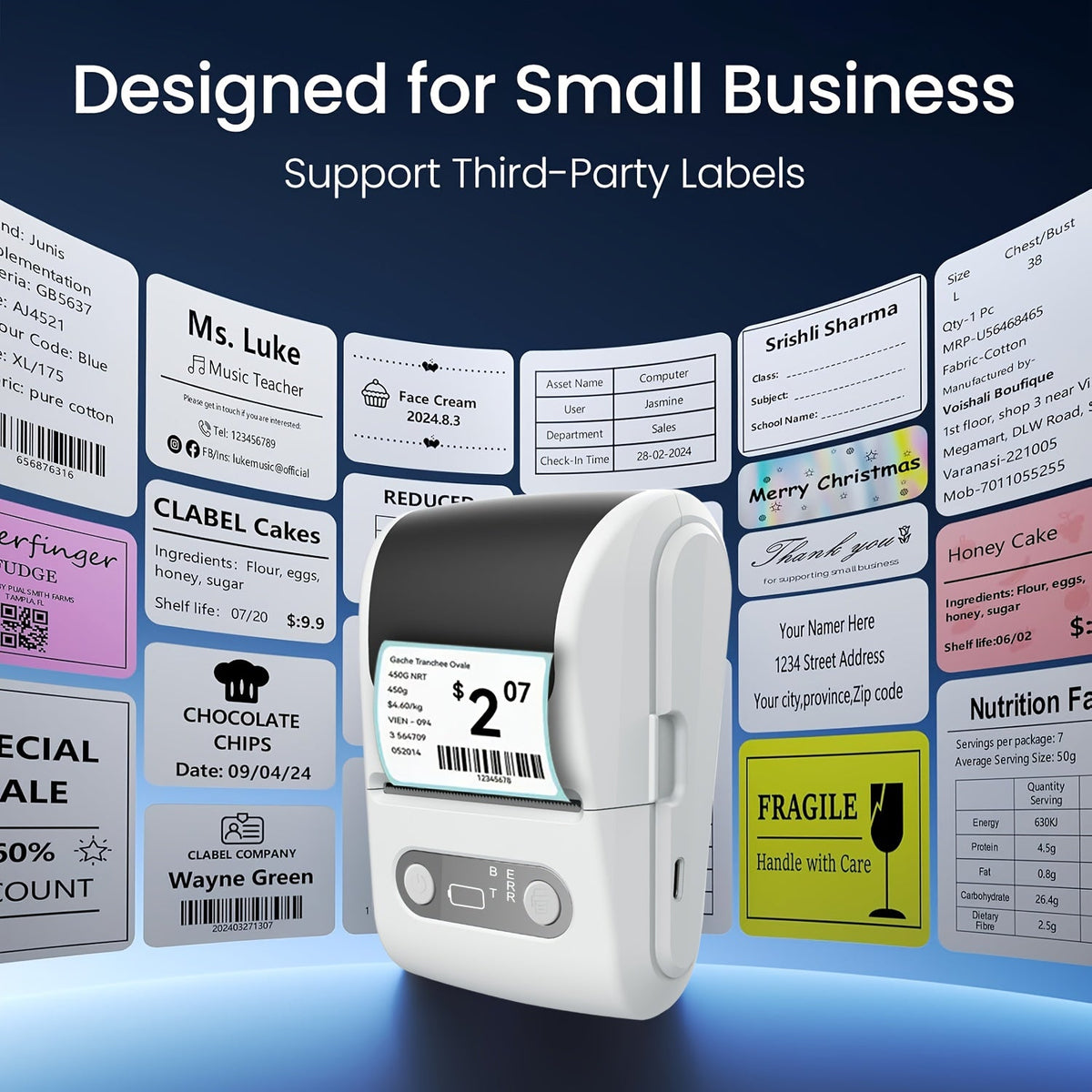 Draadloze mini-labelprinter voor smartphones