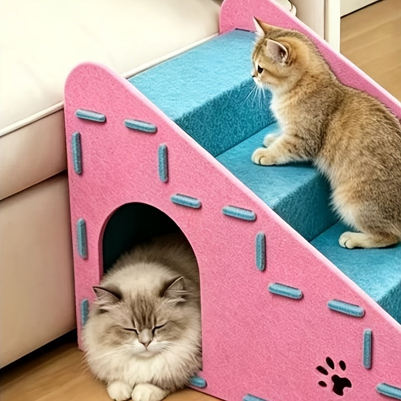 3-in-1 Huisdiertrap met Kattenbed en Krabvlak
