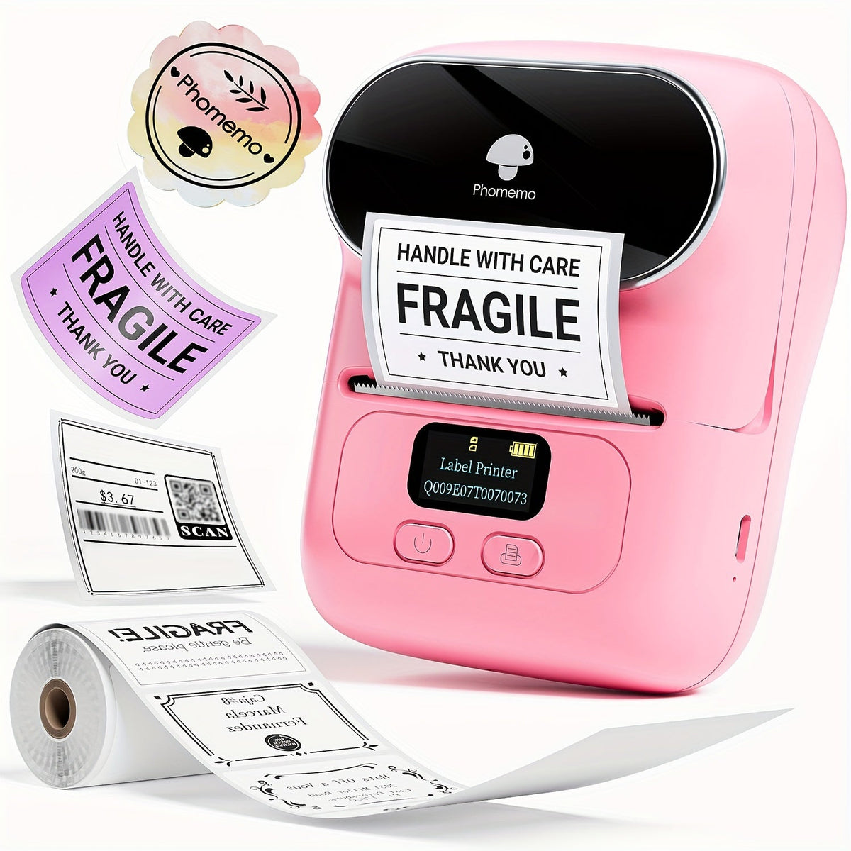 Draagbare draadloze labelmaker met één labelrol