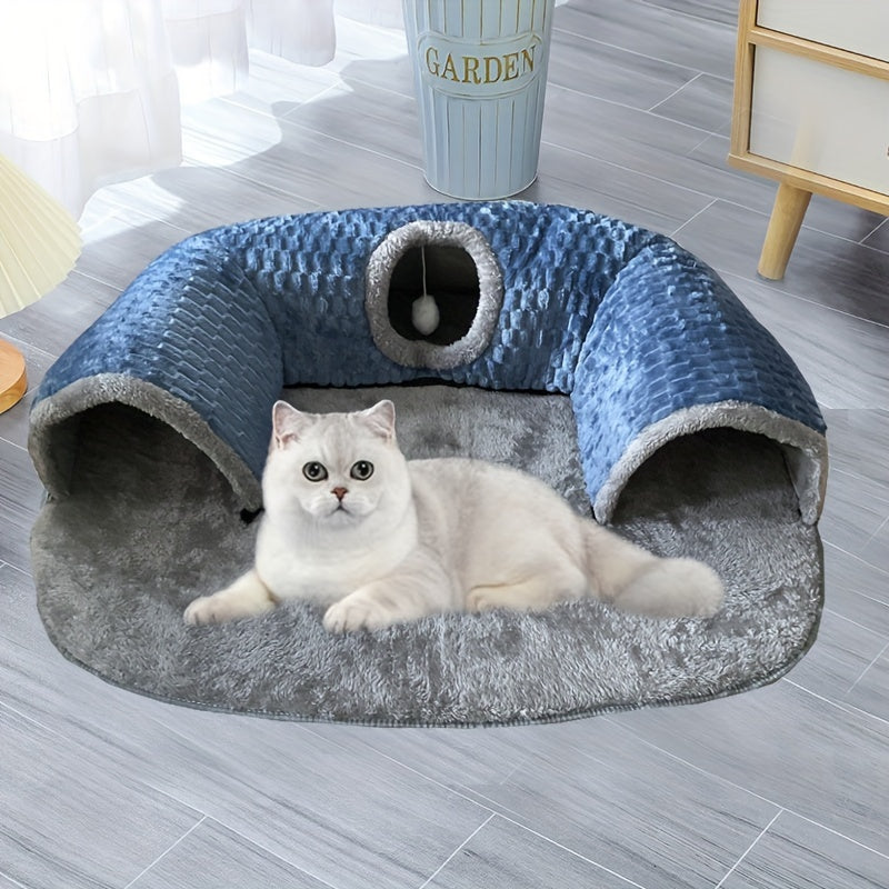 3-in-1 Kattentunnel, Kattenbed en Speelhuis