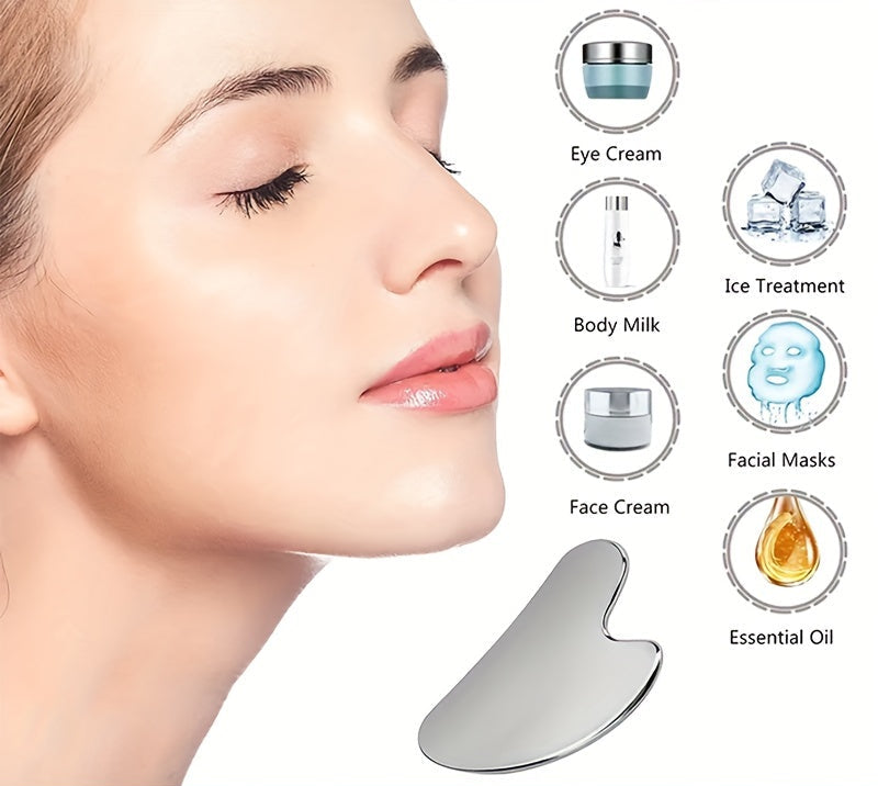 Roestvrijstalen gua sha-tool voor gezicht en lichaam