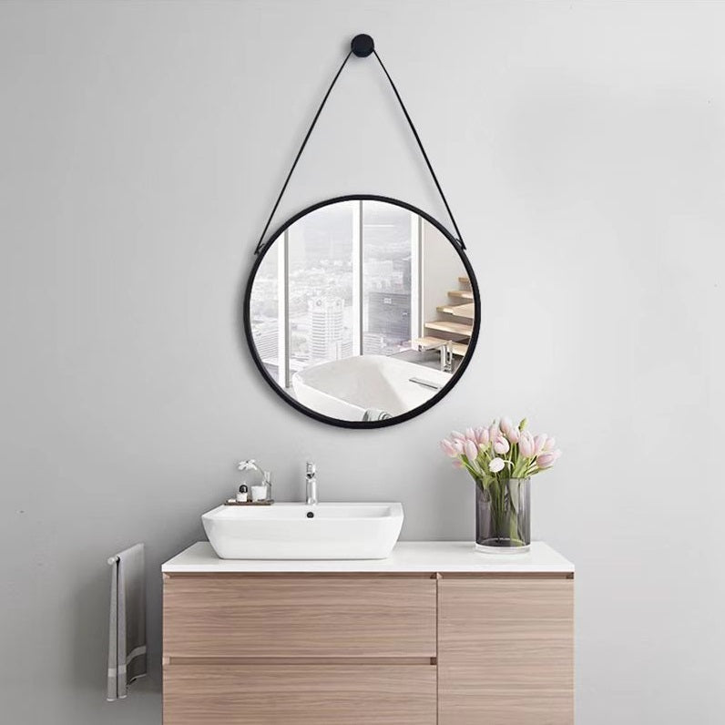 Ronde hangspiegel - Metalen frame met ophangriem 40-70 cm