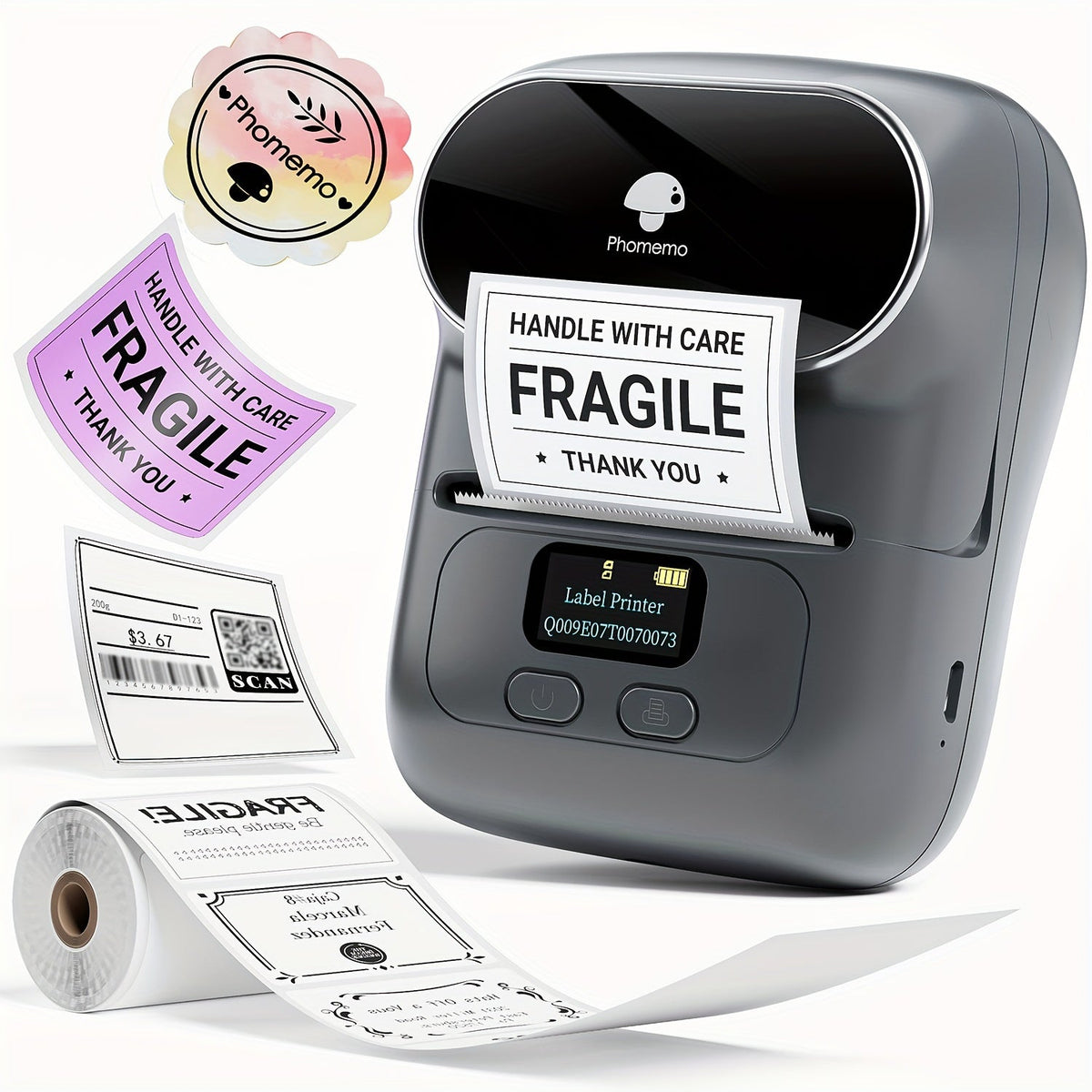 Draagbare draadloze labelmaker met één labelrol