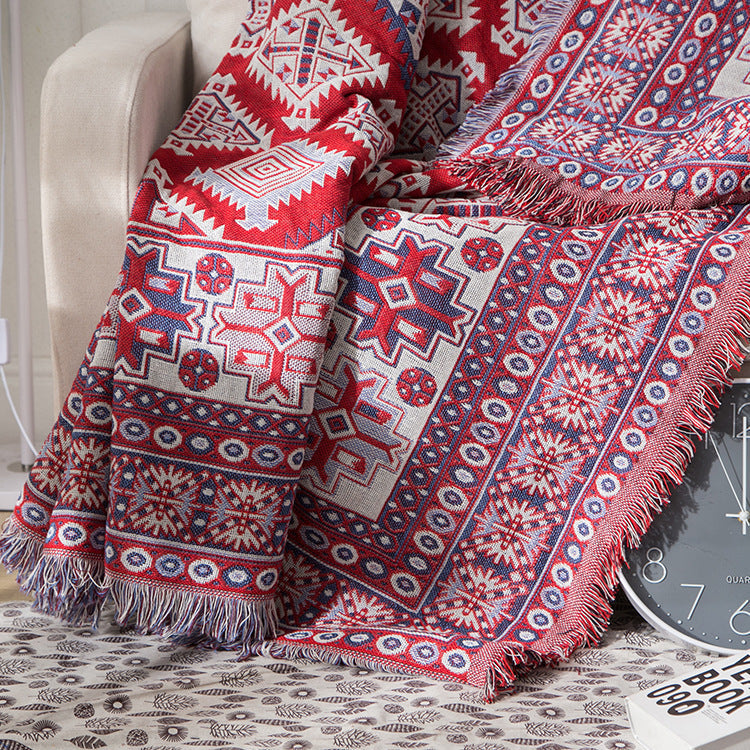 Bohemian gebreide plaid - Omkeerbaar met kwastjes