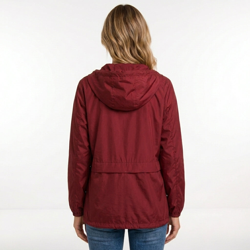 Lichte jas met capuchon en verstelbare taille