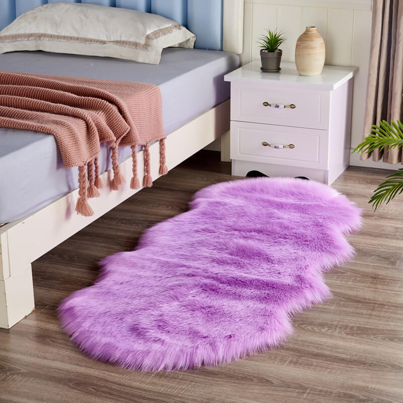 Vloerkleed van imitatie schapenvacht - Suède antislip