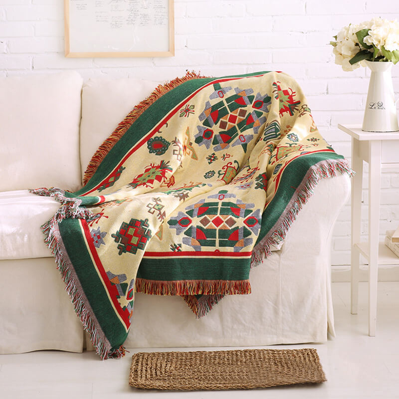 Bohemian gebreide plaid - Omkeerbaar met kwastjes