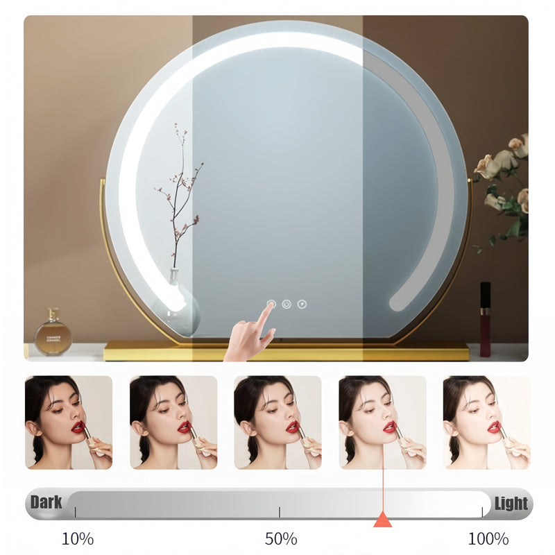 Ronde LED make-upspiegel - 3 lichtstanden en touchdimmer