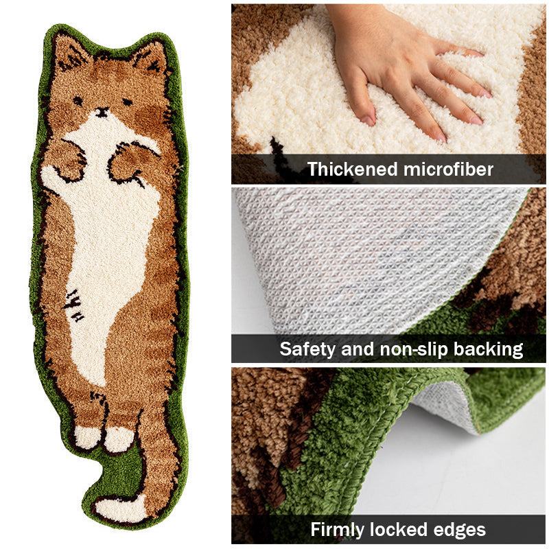 Vloerkleed in kattenvorm - Getuft polyester met TPR