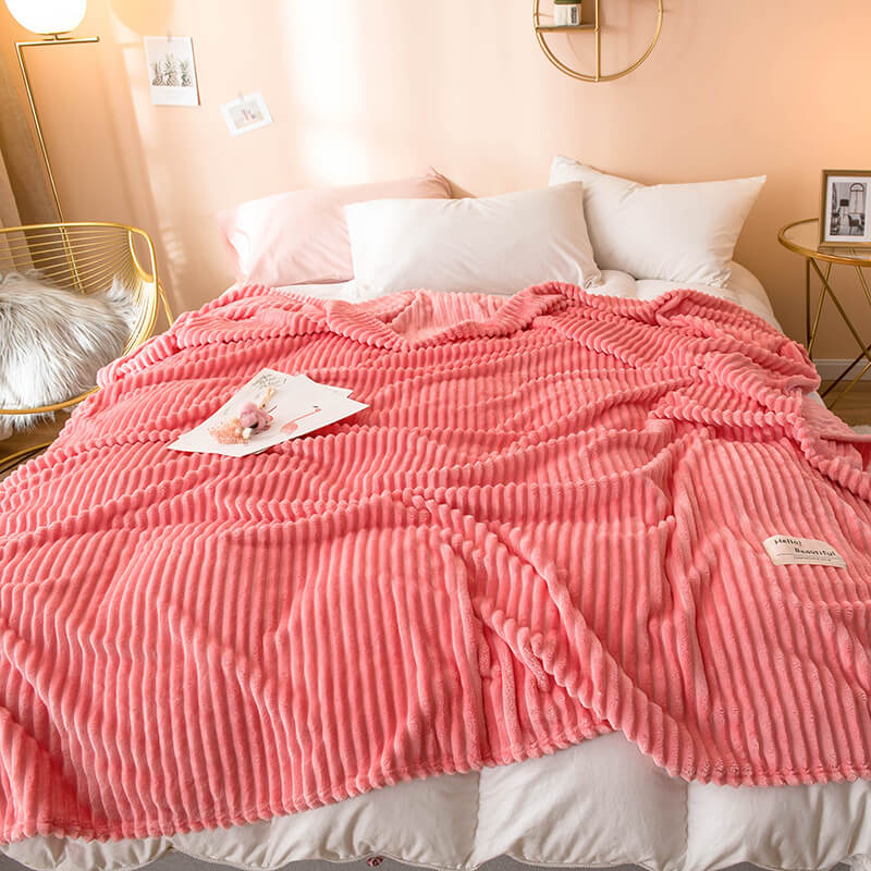 Gestreepte pluche plaid - Zacht polyester microvezel fleece