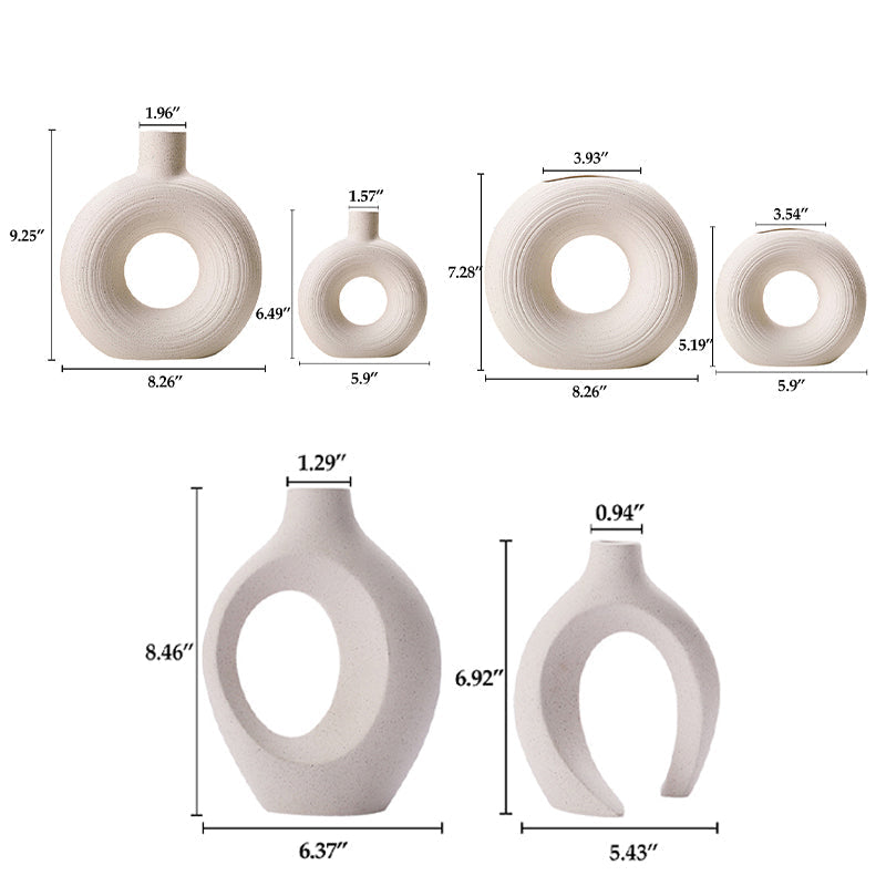 Witte keramische vazen - Sculpturale set van twee