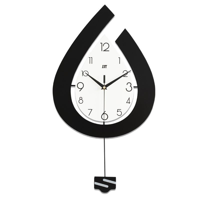 Waterdruppel wandklok - Metalen slinger en stil uurwerk