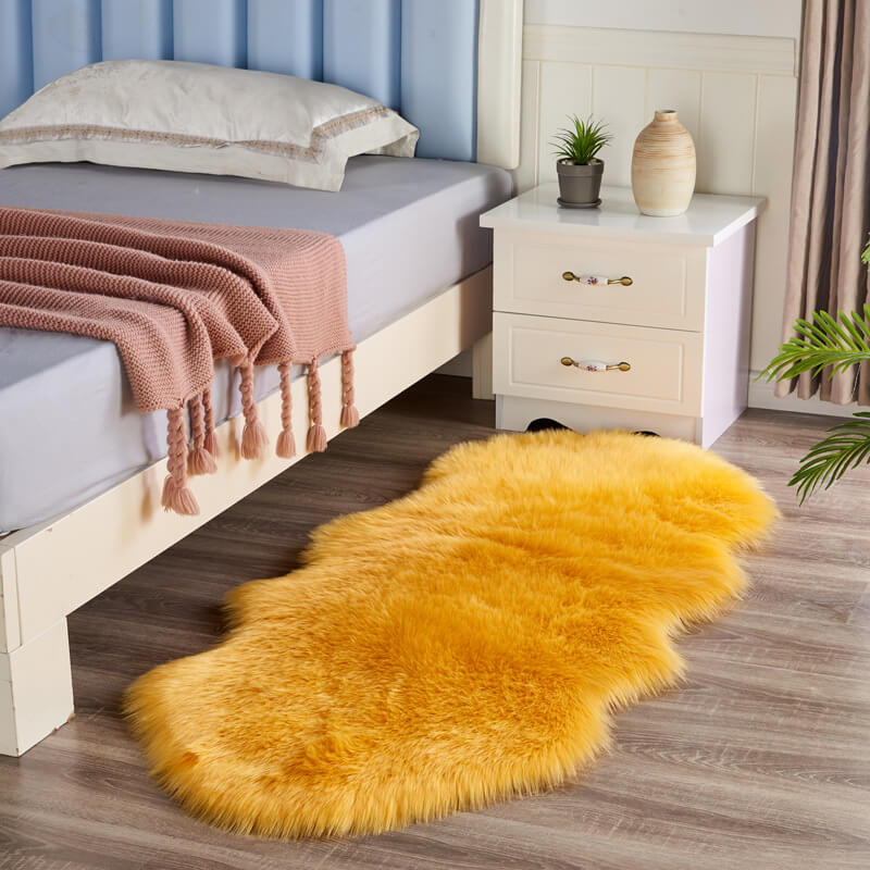 Vloerkleed van imitatie schapenvacht - Suède antislip