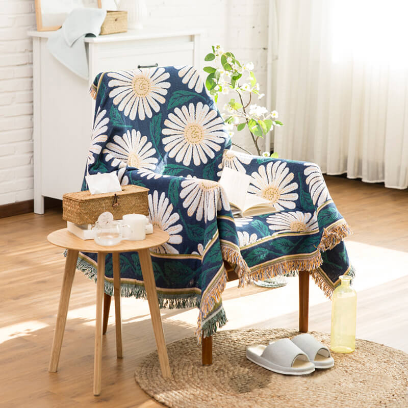 Bohemian gebreide plaid - Omkeerbaar met kwastjes