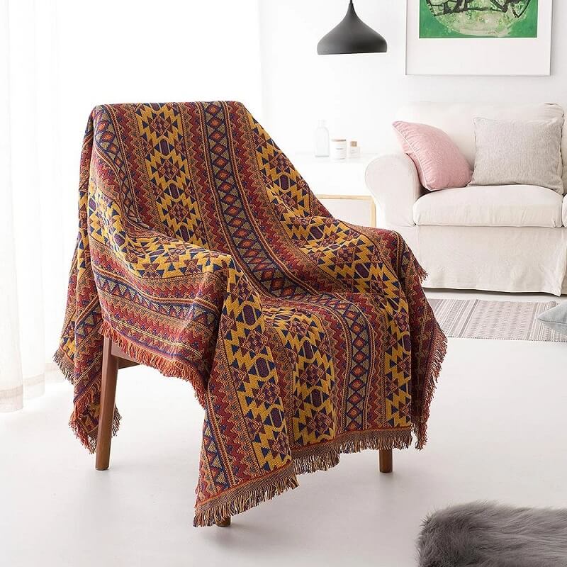 Bohemian gebreide plaid - Omkeerbaar met kwastjes