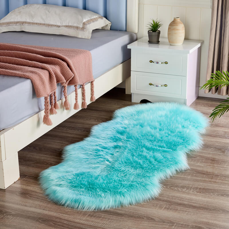 Vloerkleed van imitatie schapenvacht - Suède antislip