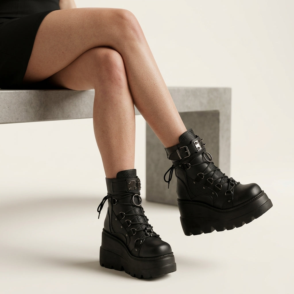 Enkellaarsjes met chunky platform voor dames