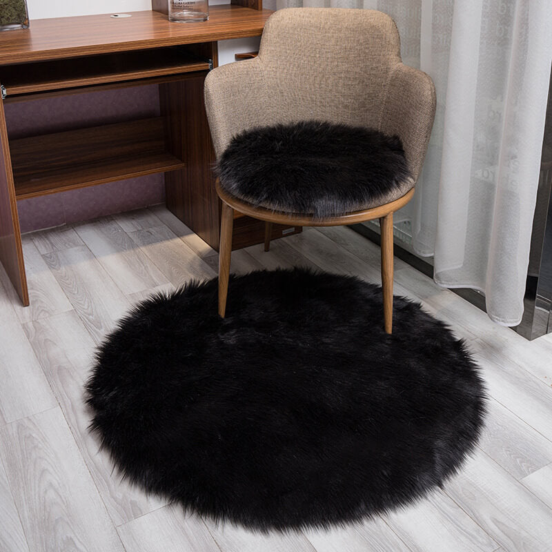 Rond vloerkleed van imitatie schapenvacht - Pool van 6 cm