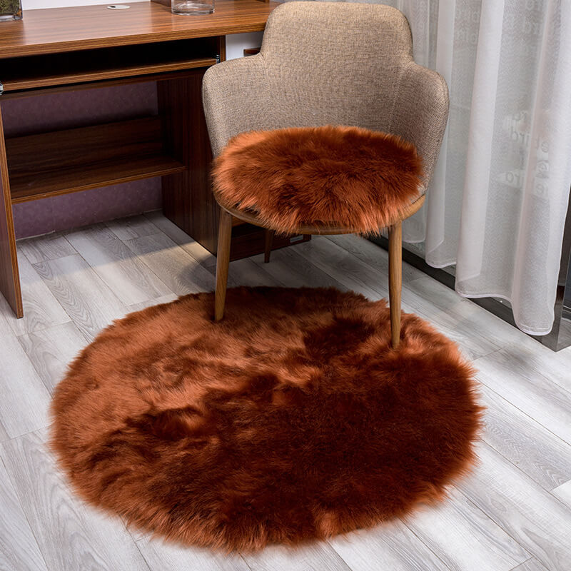 Rond vloerkleed van imitatie schapenvacht - Pool van 6 cm