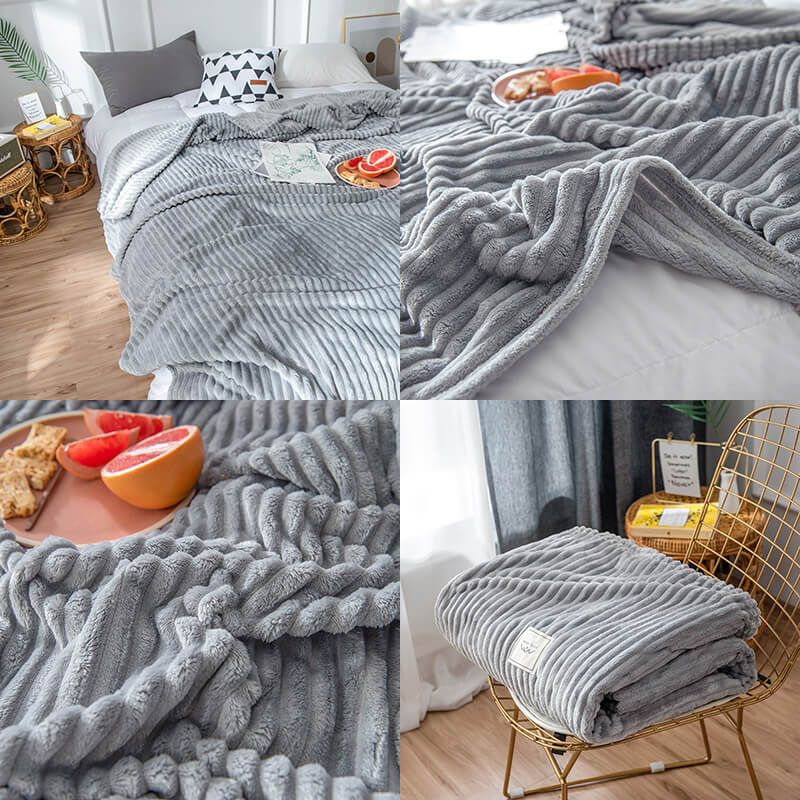 Gestreepte pluche plaid - Zacht polyester microvezel fleece