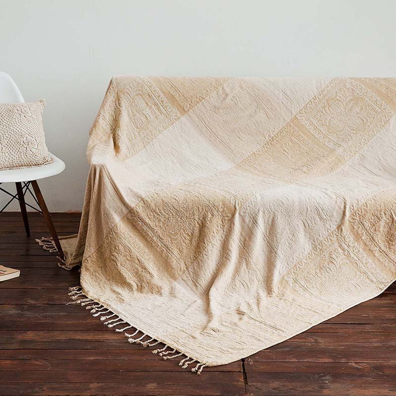 Bohemian chenille plaid - Jacquardpatroon met franjes