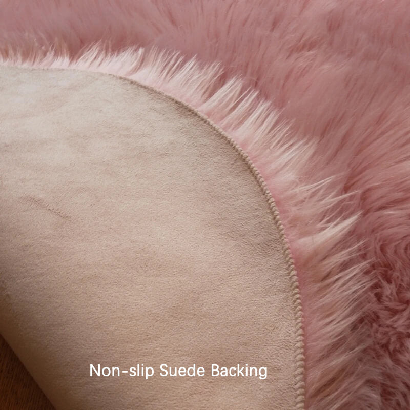 Vloerkleed van imitatie schapenvacht - Suède antislip