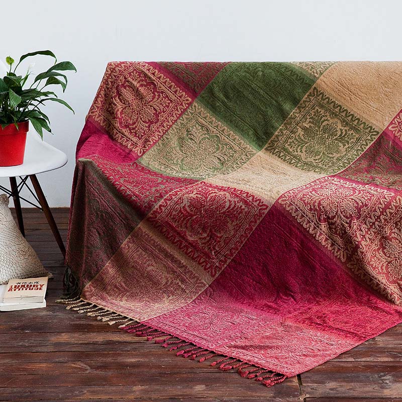 Bohemian chenille plaid - Jacquardpatroon met franjes