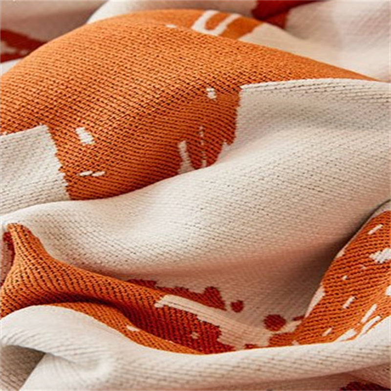 Bedrukte chenille bankplaid - Abstract patroon met franjes