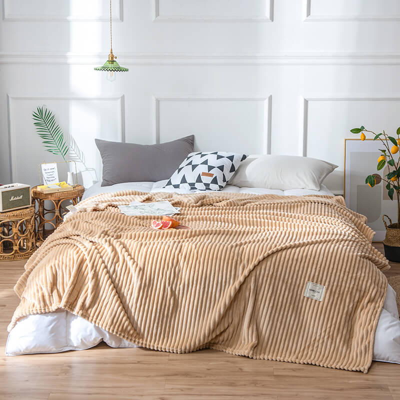 Gestreepte pluche plaid - Zacht polyester microvezel fleece