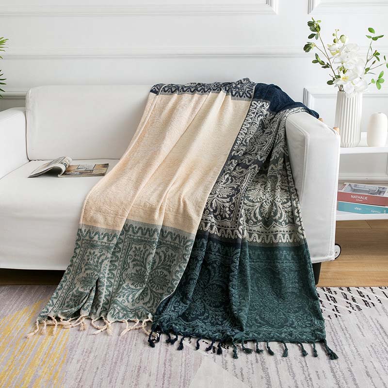 Bohemian chenille plaid - Jacquardpatroon met franjes