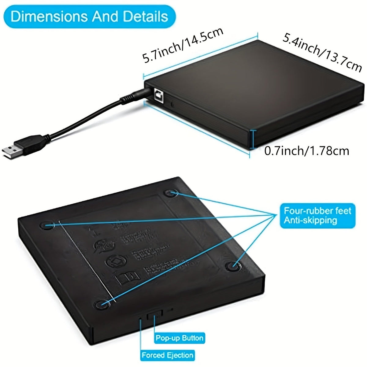 Slimme externe cd- en dvd-brander - USB 2.0
