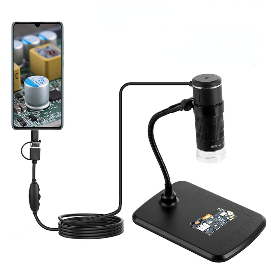Draagbare digitale wifi-microscoop met flexibele standaard – 50×–1000×