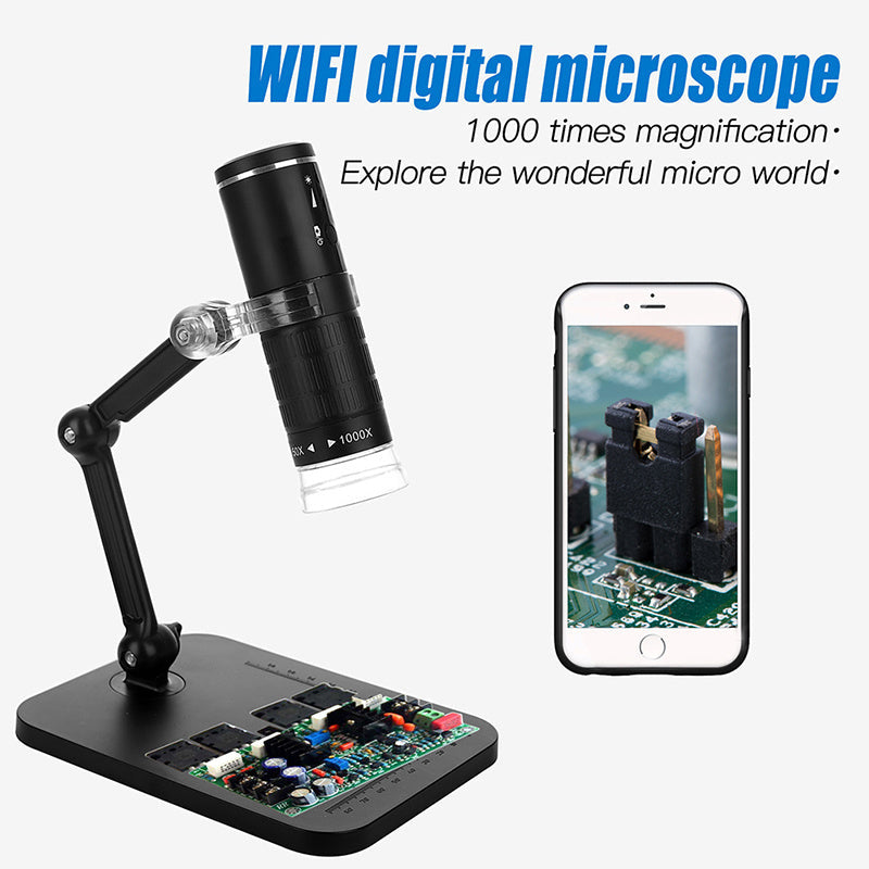 Draagbare digitale wifi-microscoop met flexibele standaard – 50×–1000×