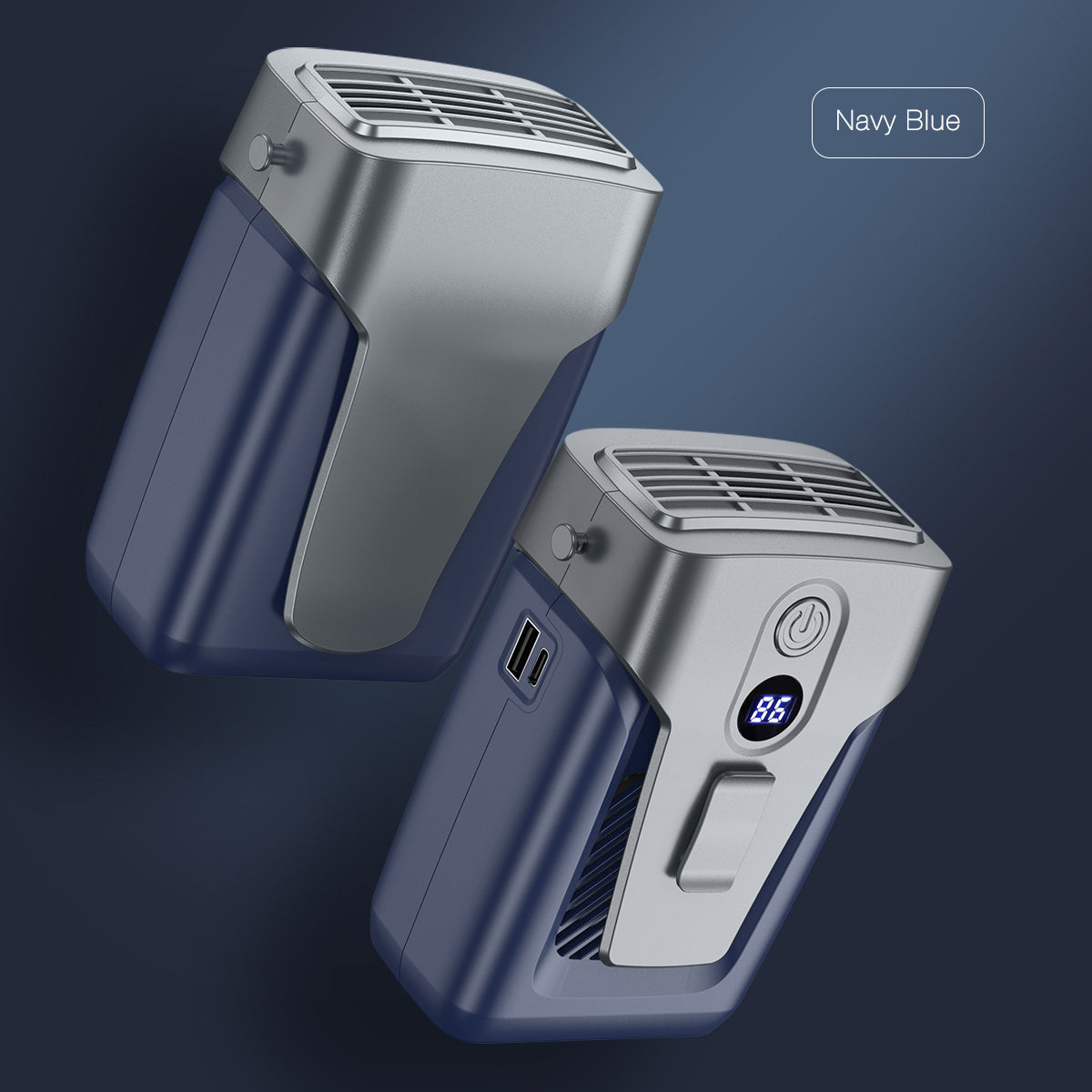 Draagbare tailleventilator met digitaal display en 12.000mAh-accu