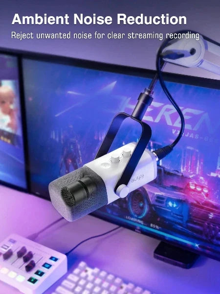 Dynamische USB/XLR-microfoon met monitoring en RGB-verlichting