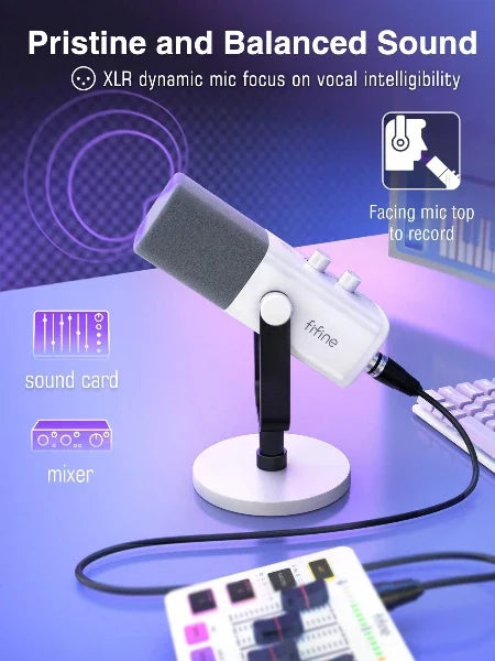 Dynamische USB/XLR-microfoon met monitoring en RGB-verlichting