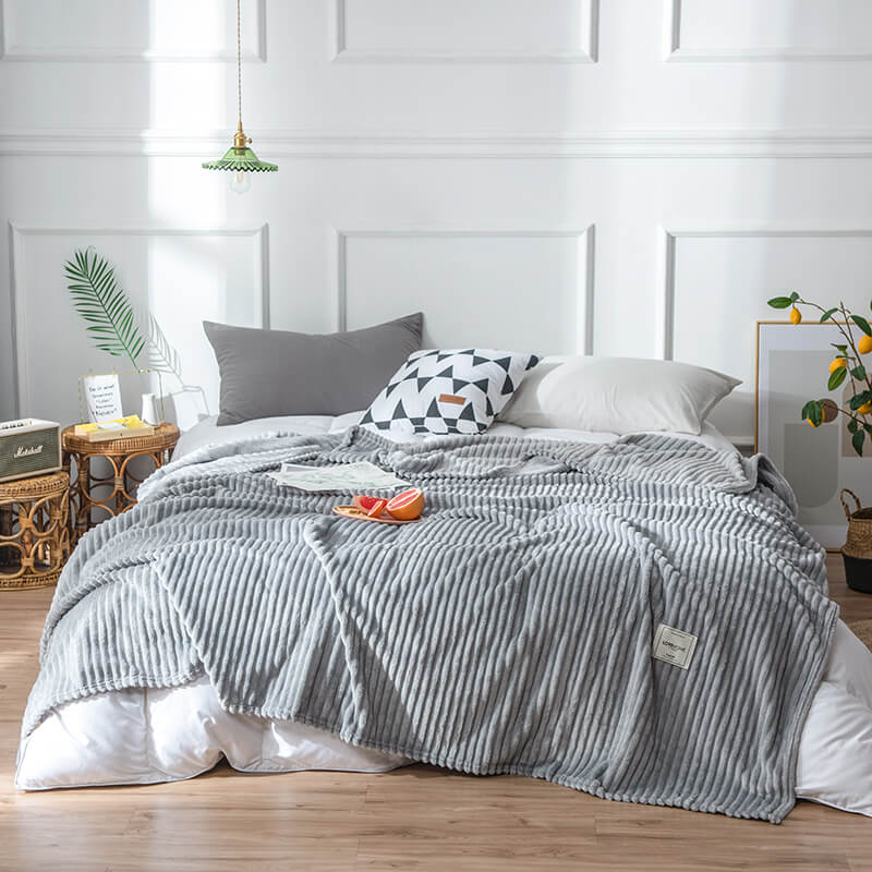 Gestreepte pluche plaid - Zacht polyester microvezel fleece