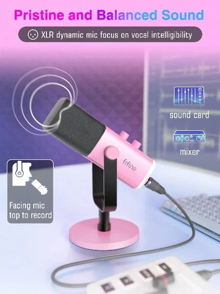 Dynamische USB/XLR-microfoon met monitoring en RGB-verlichting