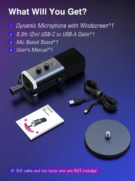 Dynamische USB/XLR-microfoon met monitoring en RGB-verlichting